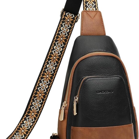 Chic Vegan Leather Crossbody Sling Bag for Women - Multi-Pocket Design - Picture 1 of 9